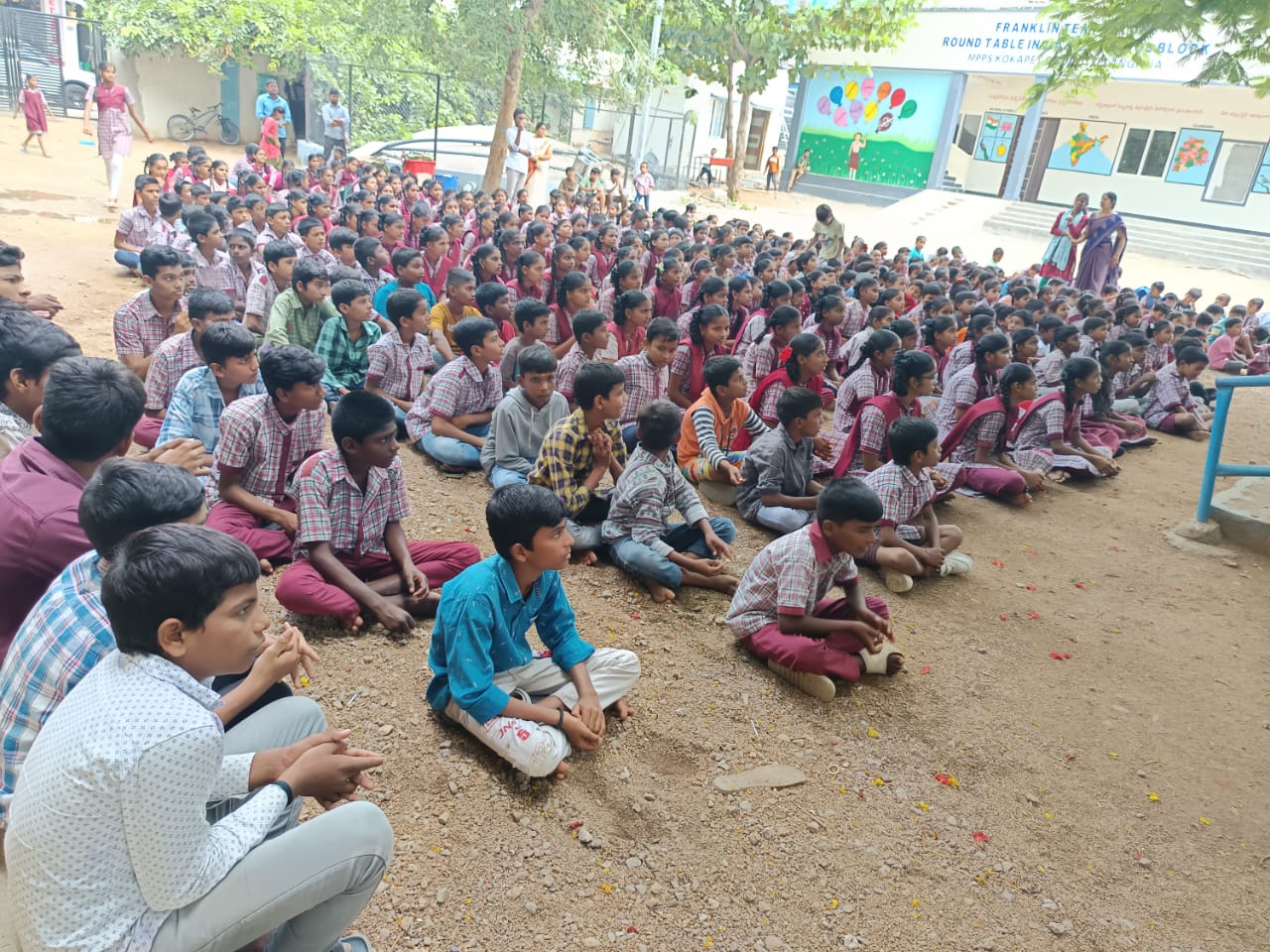 Government school students at a hygiene awareness session